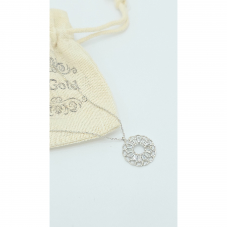 Lanț cu Pandant Rotund din Argint 925 cu Cristale Zirconia – 2.83 g, 40-45 cm [1]
