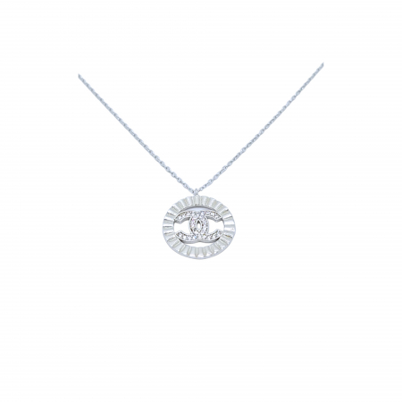 Lantisoare din argint - Lanț cu Pandantiv Rotund din Argint 925 cu Cristale Zirconia – 2.87 g, 40-45 cm
