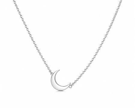 Lantisoare din argint - Lanț cu Semilună din Argint 925 cu Cristale Zirconia – 2.07 g, 41-47 cm