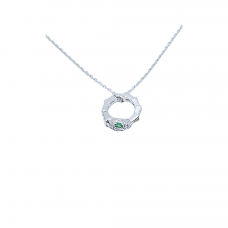 Lantisoare din argint - Lanț din Argint 925 Cap de Șarpe cu Smarald și Cristale Zirconia – 3.79 g, 40-45 cm