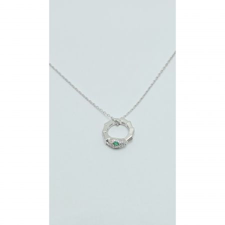 Lanț din Argint 925 Cap de Șarpe cu Smarald și Cristale Zirconia – 3.79 g, 40-45 cm [5]
