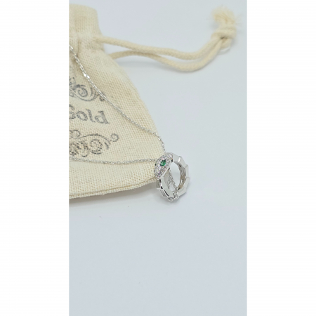 Lanț din Argint 925 Cap de Șarpe cu Smarald și Cristale Zirconia – 3.79 g, 40-45 cm [4]