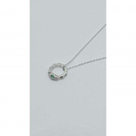 Lanț din Argint 925 Cap de Șarpe cu Smarald și Cristale Zirconia – 3.79 g, 40-45 cm [1]