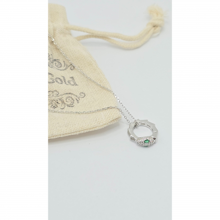 Lanț din Argint 925 Cap de Șarpe cu Smarald și Cristale Zirconia – 3.79 g, 40-45 cm [3]