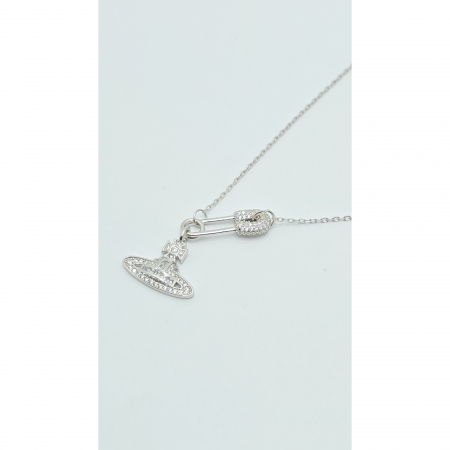 Lanț din Argint 925 cu Ac de Siguranță și Cristale Zirconia – 4.67 g, 41-45 cm [4]