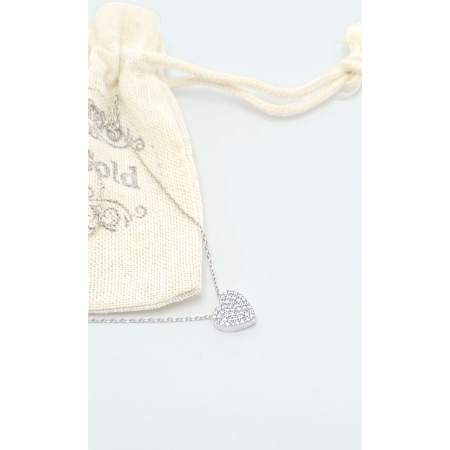 Lanț din Argint 925 cu Inimioară și Cristale Zirconia – 2.18 g, 40-45 cm [1]