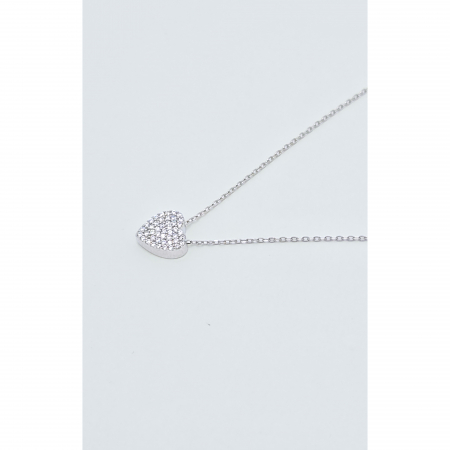 Lanț din Argint 925 cu Inimioară și Cristale Zirconia – 2.18 g, 40-45 cm [3]