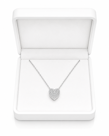Lanț din Argint 925 cu Inimioară și Cristale Zirconia – 2.18 g, 40-45 cm [1]