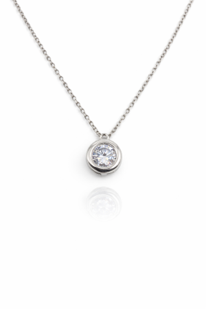 Bijuterii din argint - Colier din argint 925 cu zirconiu solitar – eleganță delicată