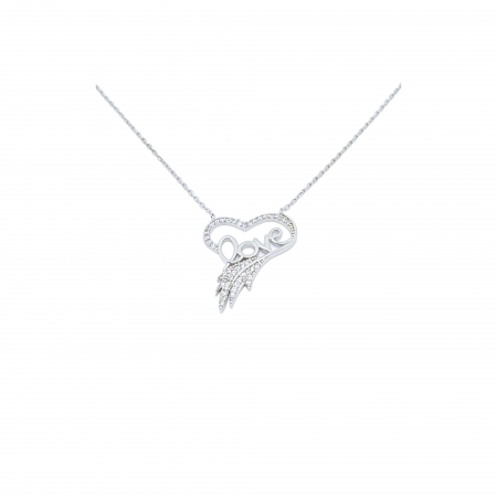 Lantisoare din argint - Lanț din Argint 925 "LOVE" cu Cristale Zirconia Transparente – 2.93 g, 41-47 cm