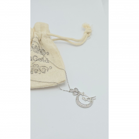 Lanț din Argint 925 cu Lună și Fetiță cu Baloane, Cristale Zirconia – 2.96 g, 40-46 cm [2]