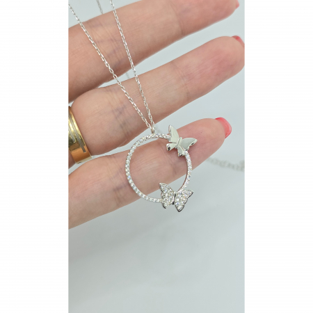 Lanț cu Fluturași din Argint 925 cu Cristale Zirconia – 2.82 g, 42-48 cm [3]