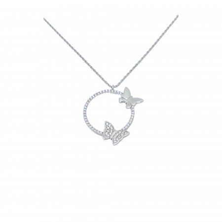 Lantisoare din argint - Lanț cu Fluturași din Argint 925 cu Cristale Zirconia – 2.82 g, 42-48 cm