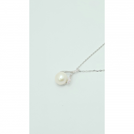 Lanț Elegant cu Perlă și Cristale din Argint 925 – 3.60 g, 40-43 cm [4]