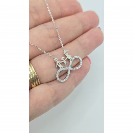 Lanț Familie din Argint 925 cu Cristale Zirconia – 2.44 g, 40-45 cm [2]