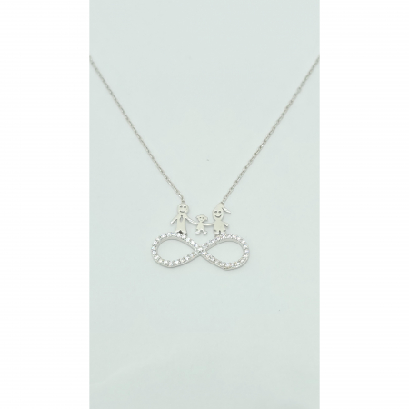 Lanț Familie din Argint 925 cu Cristale Zirconia – 2.44 g, 40-45 cm [1]
