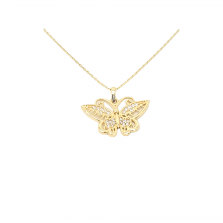 Bijuterii din aur - Lant Fluturas din Aur 14 kt , pietre zirconia , 3,08 gr