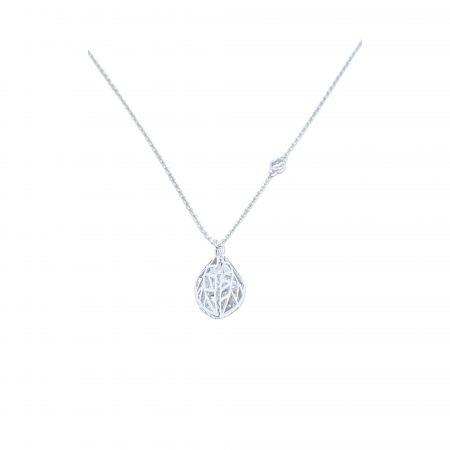 Lantisoare din argint - Lanț Frunzuliță 3D cu Cristal din Argint 925 – 1.88 g, 40-43 cm