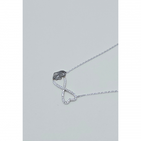 Lanț Infinit Mamă și Bebeluș din Argint 925 cu Cristale Zirconia – 2.22 g, 41.5-45 cm [3]