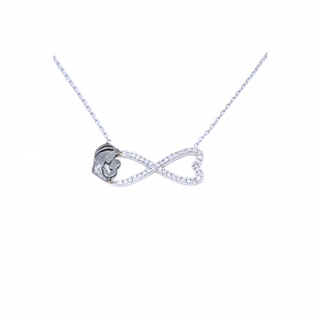 Bijuterii din argint - Lanț Infinit Mamă și Bebeluș din Argint 925 cu Cristale Zirconia – 2.22 g, 41.5-45 cm