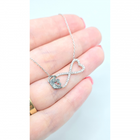 Lanț Infinit Mamă și Bebeluș din Argint 925 cu Cristale Zirconia – 2.22 g, 41.5-45 cm [2]