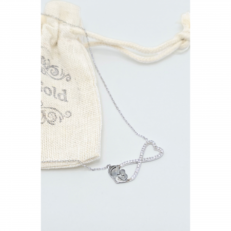 Lanț Infinit Mamă și Bebeluș din Argint 925 cu Cristale Zirconia – 2.22 g, 41.5-45 cm [1]