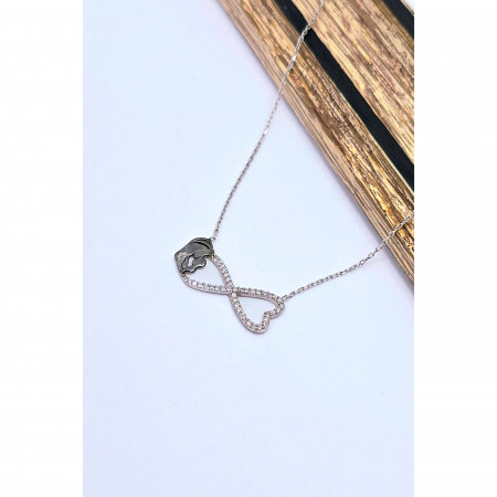 Lanț Infinit Mamă și Bebeluș din Argint 925 cu Cristale Zirconia – 2.22 g, 41.5-45 cm [4]