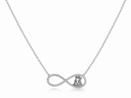 Lantisoare din argint - Lanț Infinit și Îndrăgostiți din Argint 925 cu Cristale Zirconia – 2.43 g, 42-45 cm