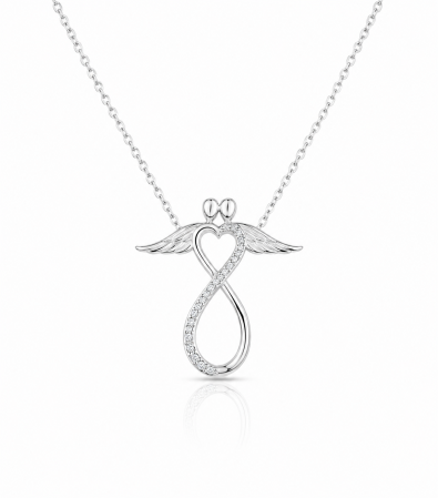 Bijuterii din argint - Lanț Infinit și Îndrăgostiți din Argint 925 cu Cristale Zirconia – 2.53 g, 40-46 cm