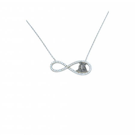Lantisoare din argint - Lanț Infinit și Îndrăgostiți din Argint 925 cu Cristale Zirconia – 2.43 g, 42-45 cm