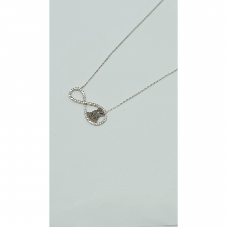Lanț Infinit și Îndrăgostiți din Argint 925 cu Cristale Zirconia – 2.43 g, 42-45 cm [3]