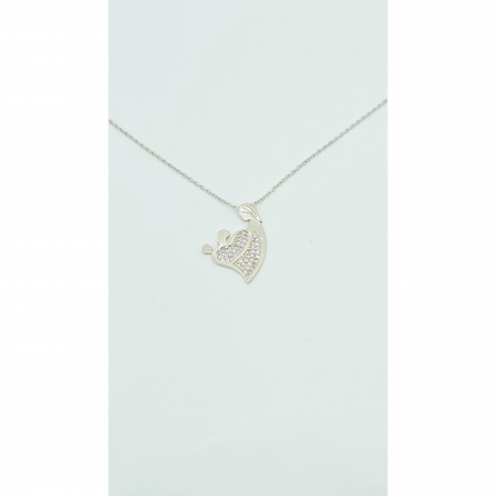 Lanț Mamă cu Fetiță și Băiețel din Argint 925 cu Cristale Zirconia – 2.60 g, 41-46 cm [4]
