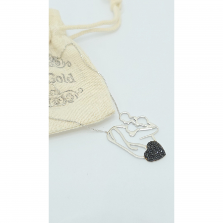 Lanț Mamă și Bebe din Argint 925 cu Cristale Zirconia Negre – 4.11 g, 42-47 cm [2]