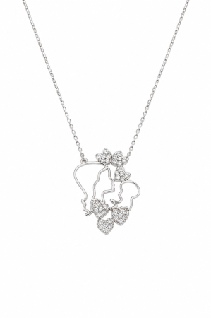 Bijuterii din argint - Lanț Mamă și Bebe din Argint 925 cu Cristale Zirconia – 2.84 g, 41-46 cm