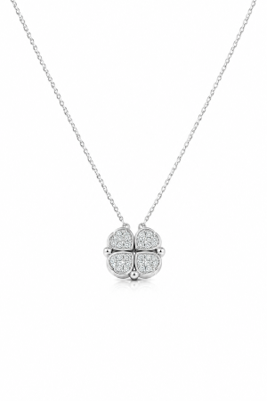 Lantisoare din argint - Lanț Trifoi sau 4 Inimioare din Argint 925 cu Cristale Zirconia – 3.60 g, 40-48 cm