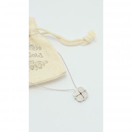 Lanț Trifoi sau 4 Inimioare din Argint 925 cu Cristale Zirconia – 3.60 g, 40-48 cm [1]