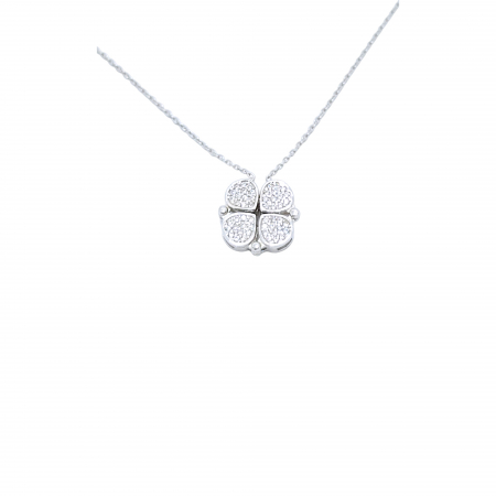 Lantisoare din argint - Lanț Trifoi sau 4 Inimioare din Argint 925 cu Cristale Zirconia – 3.60 g, 40-48 cm