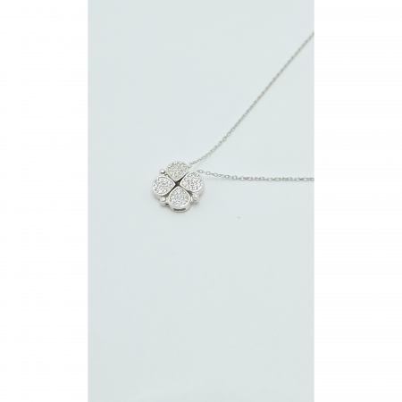 Lanț Trifoi sau 4 Inimioare din Argint 925 cu Cristale Zirconia – 3.60 g, 40-48 cm [7]