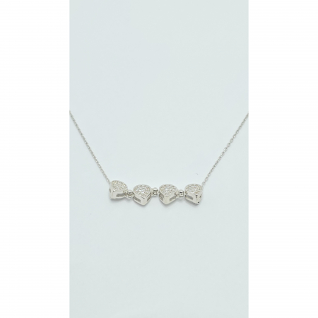 Lanț Trifoi sau 4 Inimioare din Argint 925 cu Cristale Zirconia – 3.60 g, 40-48 cm [5]