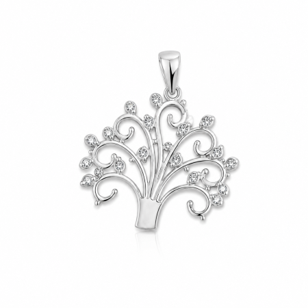 Medalioane argint - Medalion Copacul Vieții din Argint 925 cu Cristale Zirconia – 4.19 g
