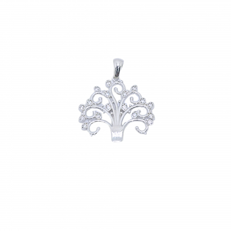 Medalioane argint - Medalion Copacul Vieții din Argint 925 cu Cristale Zirconia – 4.19 g