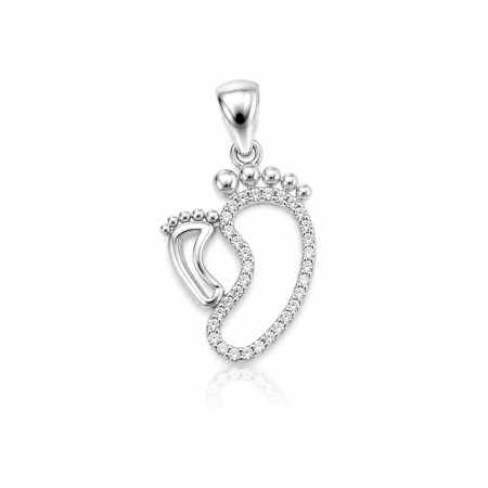 Medalioane argint - Medalion cu Piciorușe Bebe din Argint 925 cu Cristale Zirconia – 1.43 g
