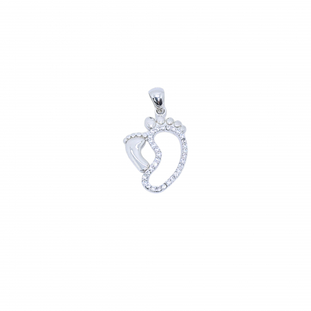 Medalioane argint - Medalion cu Piciorușe Bebe din Argint 925 cu Cristale Zirconia – 1.43 g