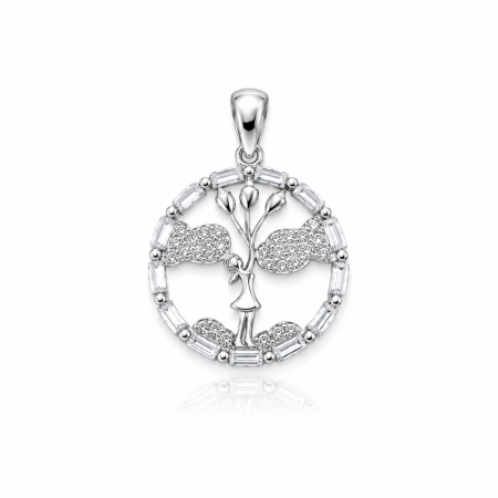 Medalioane argint - Medalion Fetiță cu Baloane din Argint 925 cu Cristale Zirconia – 1.67 g