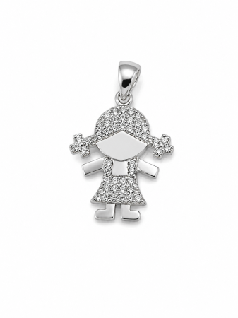 Medalioane argint - Medalion Fetiță din Argint 925 cu Cristale Zirconia