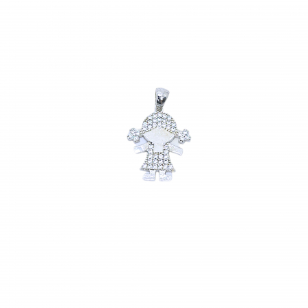 Medalioane argint - Medalion Fetiță din Argint 925 cu Cristale Zirconia – 1.97 g