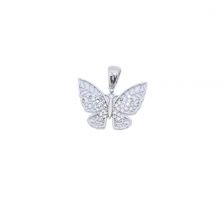 Medalioane argint - Medalion Fluturaș din Argint 925 cu Cristale Zirconia – 1.19 g