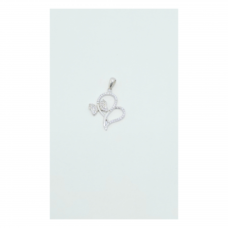 Medalion Inimă și Fluturaș din Argint 925 cu Cristale Zirconia – 1.24 g [2]