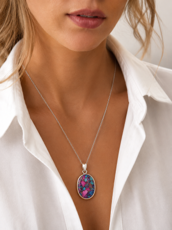 Pandantiv Oval Multicolor din Argint 925 cu Copper Composite Stone [2]