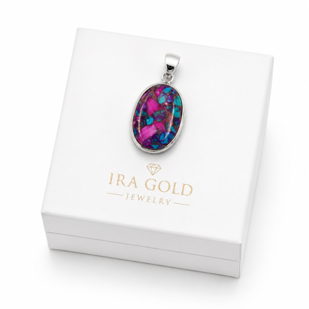 Pandantiv Oval Multicolor din Argint 925 cu Copper Composite Stone [1]